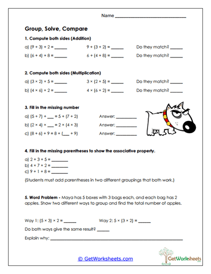 Group, Solve, Compare Worksheet