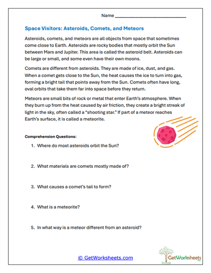 Space Visitors Worksheet