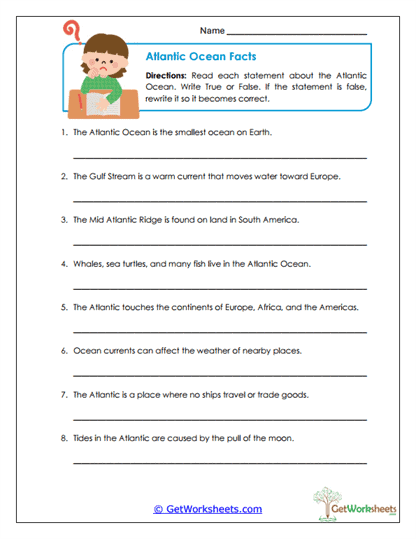 Atlantic Facts True-False Worksheet
