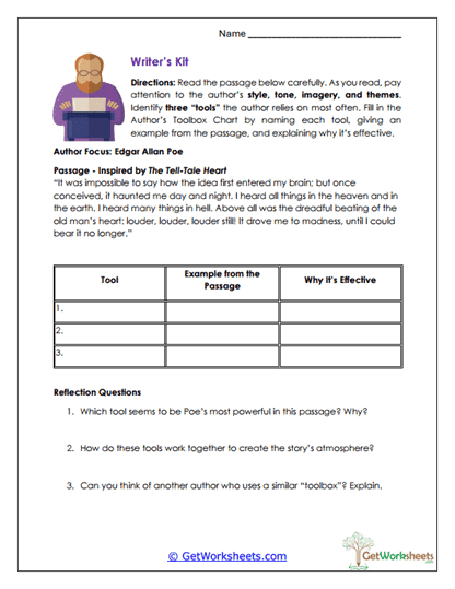 Poe Writer's Tools Worksheet