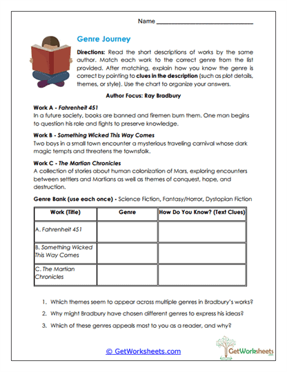 Genre Matching Worksheet