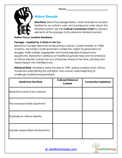 Historical Context Connections Worksheet