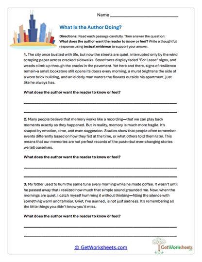Author's Purpose Worksheets