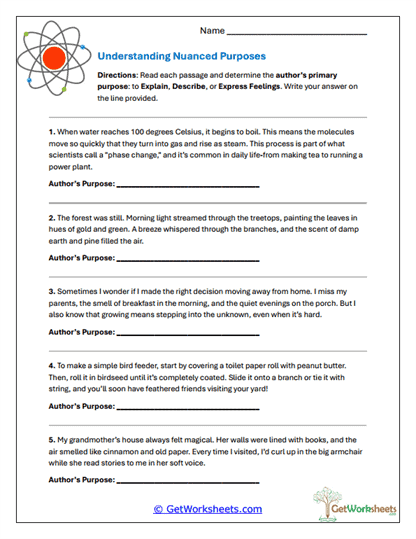Understanding Nuanced Purposes Worksheet