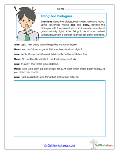 Fixing Bad Dialogue Worksheet
