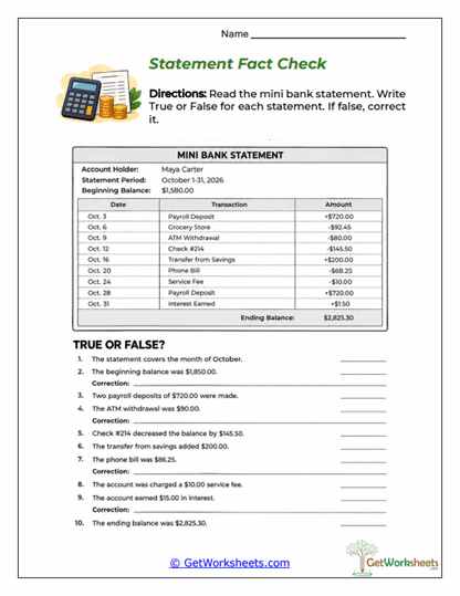 Statement Fact Check Worksheet