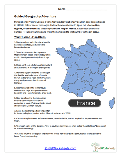 Guided Geography Adventure Worksheet
