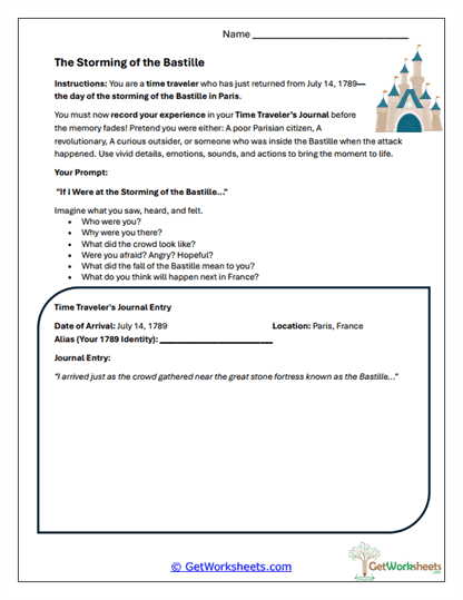 The Storming of the Bastille Worksheet