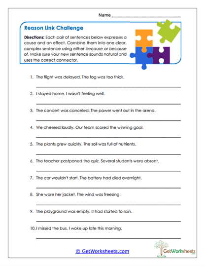 Reason Link Challenge Worksheet