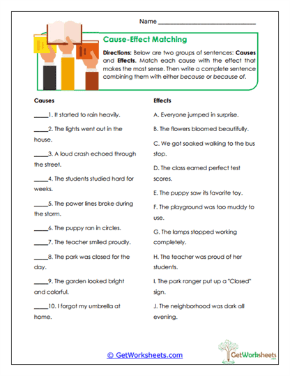 Cause-Effect Matching Worksheet