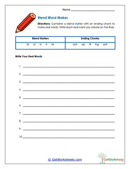 Letter Combinations Worksheet