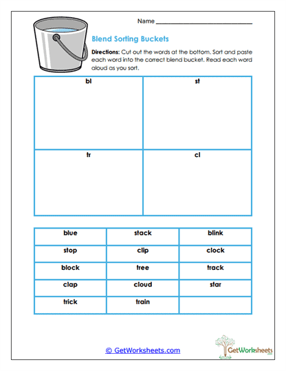 Sorting Buckets Worksheet
