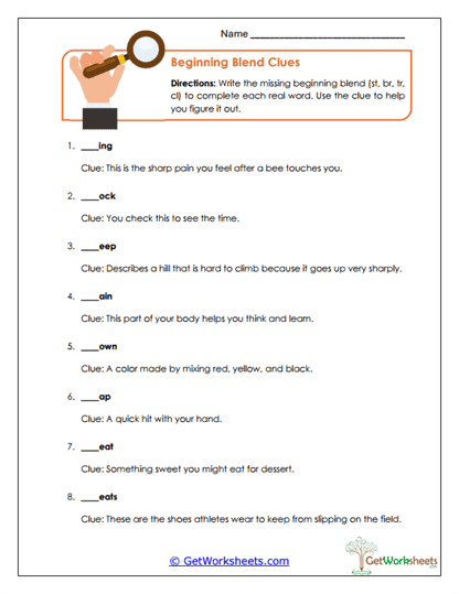 Beginning Clues Worksheet
