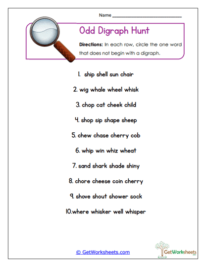 Odd Hunt Worksheet