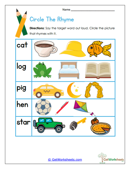 Circle the Rhyme Worksheet