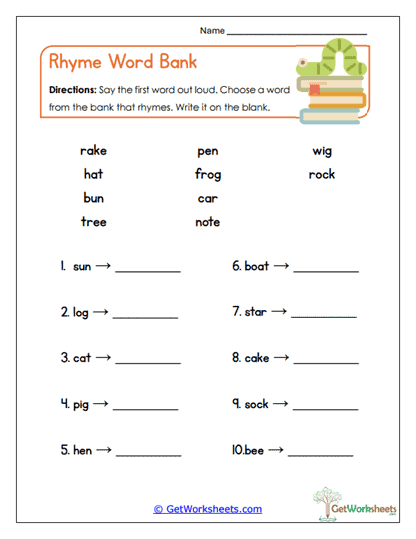 Rhyme Builders Worksheet