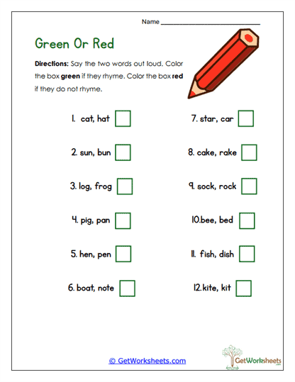 Rhyme Picture Write Worksheet