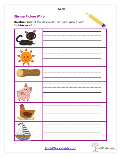 Picture Sound Match Write Worksheet