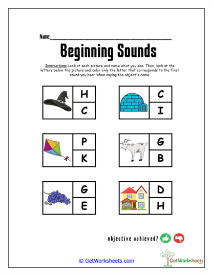 Coloring G-H Worksheet
