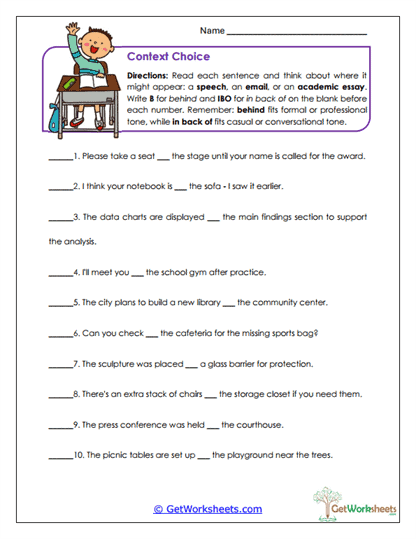 Context Choice Worksheet