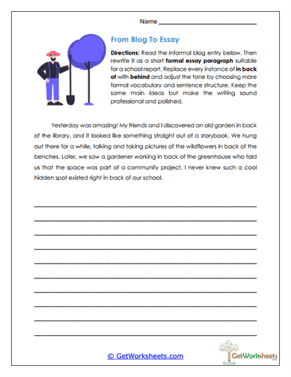 From Blog to Essay Worksheet