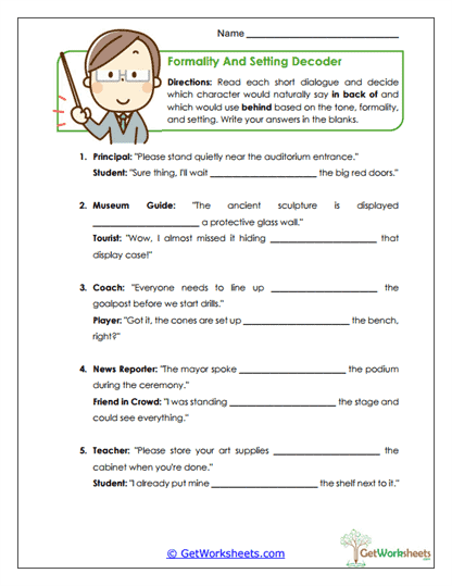 Formality and Setting Decoder Worksheet