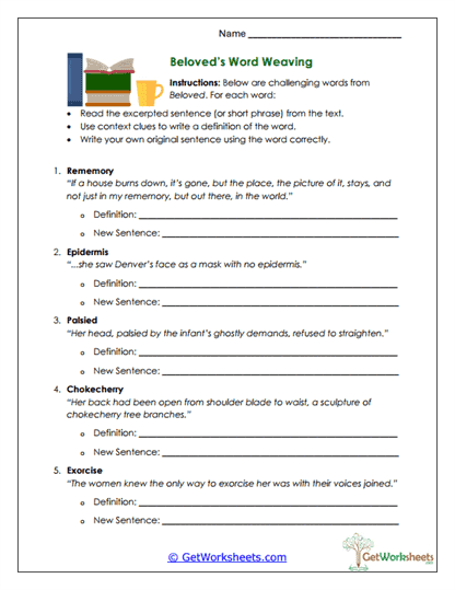 Beloved's Word Weaving Worksheet