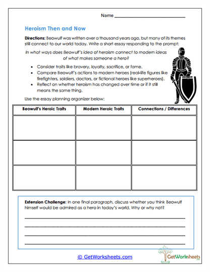 Heroism Then and Now Worksheet