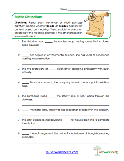 Subtle Distinctions Worksheet