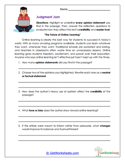 Seeing Both Sides Worksheet