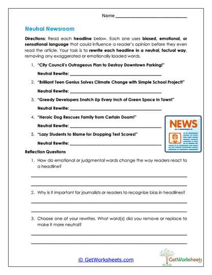 Opinion to Objectivity Worksheet