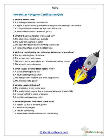 Interstellar Quiz Worksheet