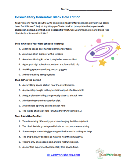 Cosmic Story Builder Worksheet