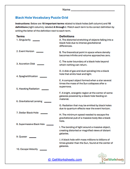 Vocabulary Puzzle Grid Worksheet