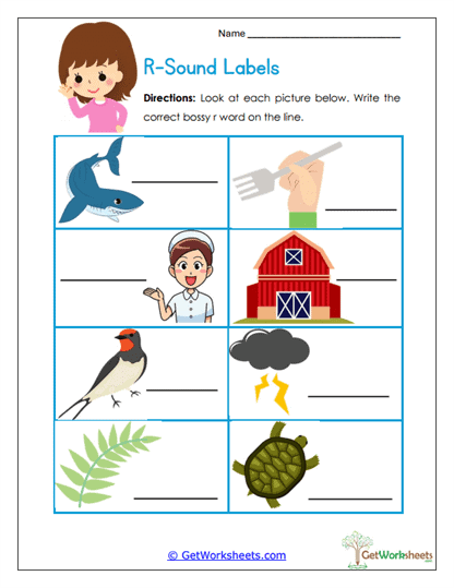 R-Sound Labels Worksheet