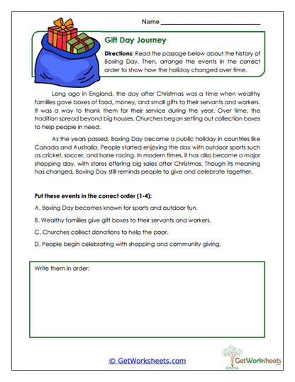 Gift Day Journey Worksheet