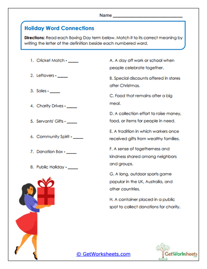 Holiday Word Connections Worksheet