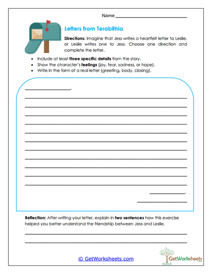 Letters from Terabithia Worksheet