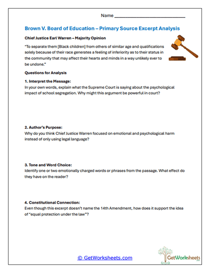 Chief Justice Opinion Analysis Worksheet