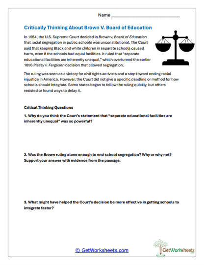 Critical Thinking and Reflection Worksheet