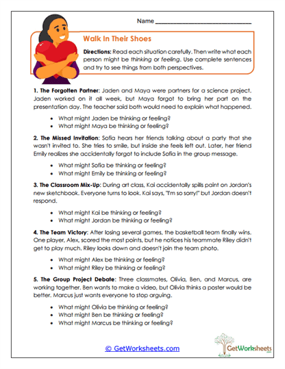 Walk in Their Shoes Worksheet