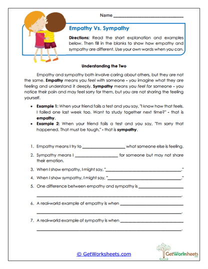 Empathy vs. Sympathy Worksheet