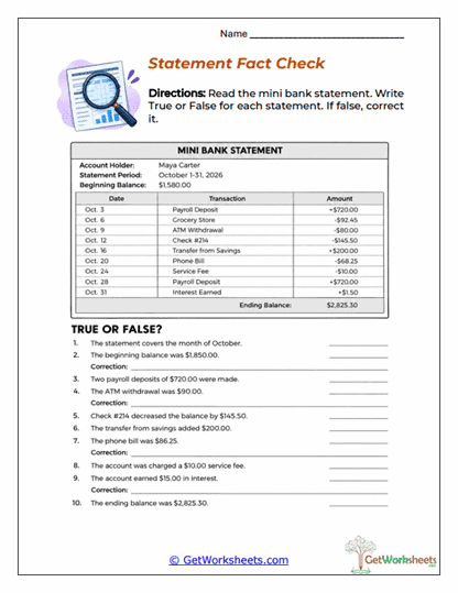 Statement Evidence Review Worksheet