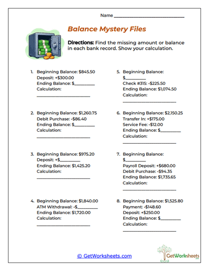 Missing Balance Case Files Worksheet