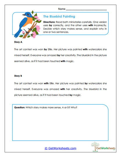 By vs. With Worksheets