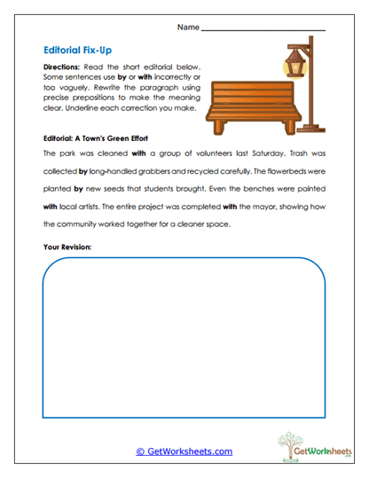 Editorial Fix-Up Worksheet