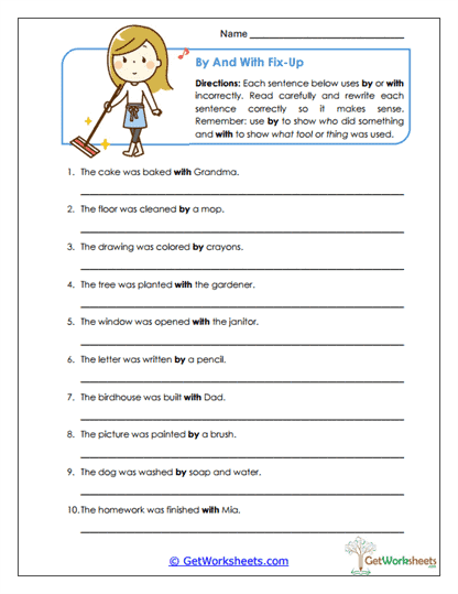 By and With Fix-Up Worksheet