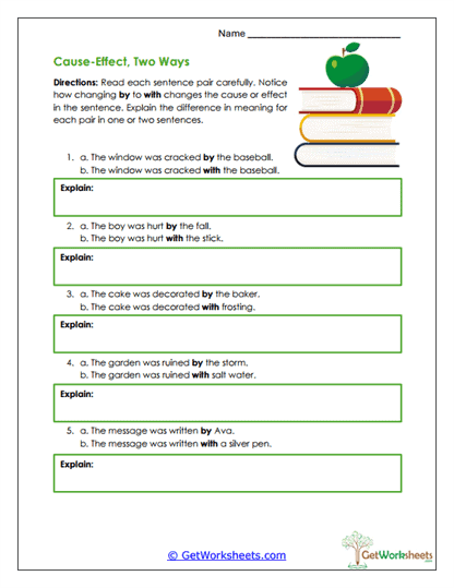 Cause-Effect, Two Ways Worksheet
