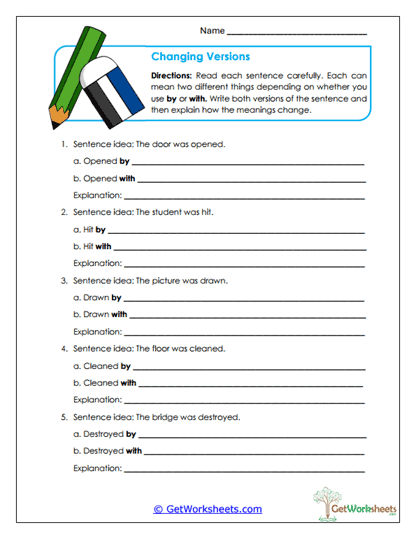 Changing Versions Worksheet