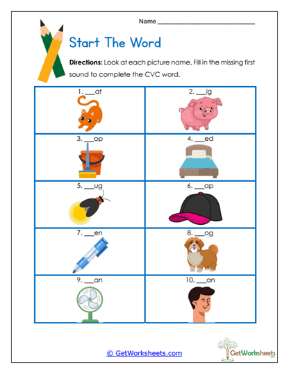 Start the Word Worksheet